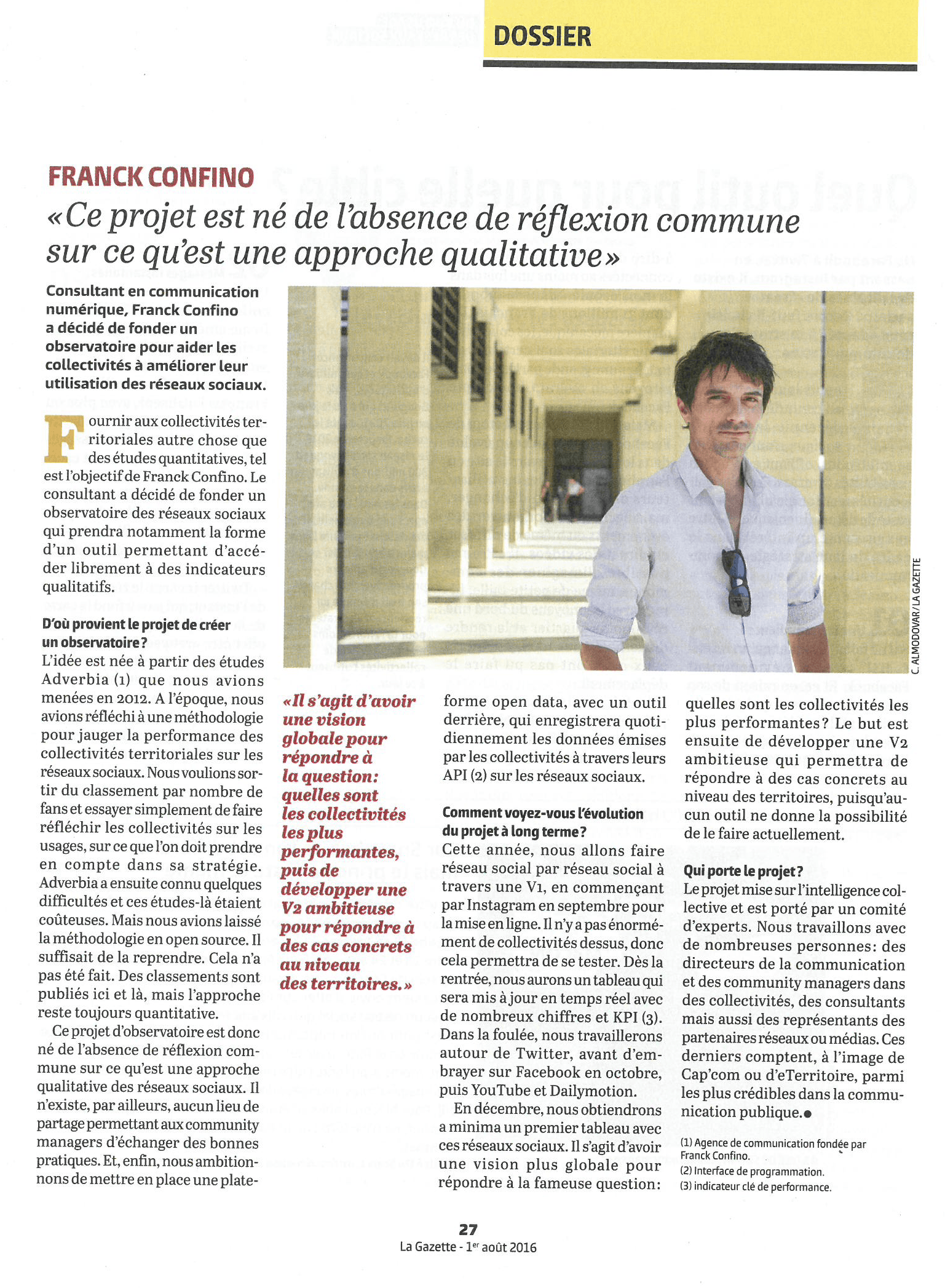 Gazette 2016 n°30-31 - Franck Confino - Observatoire socialmedia